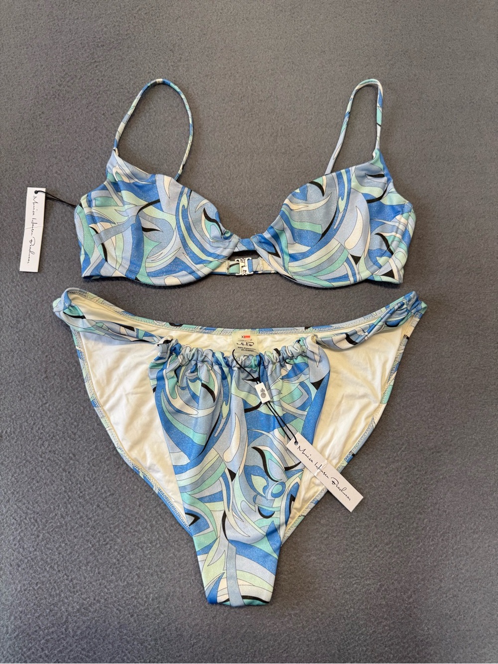 MHB Blue Abstract Print Underwire Bikini Set NWT